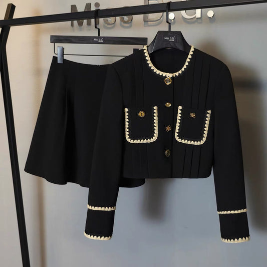 Miss DG autumn 2022 new women's suit temperament slim little black dress all-match short jacket fragrance suit