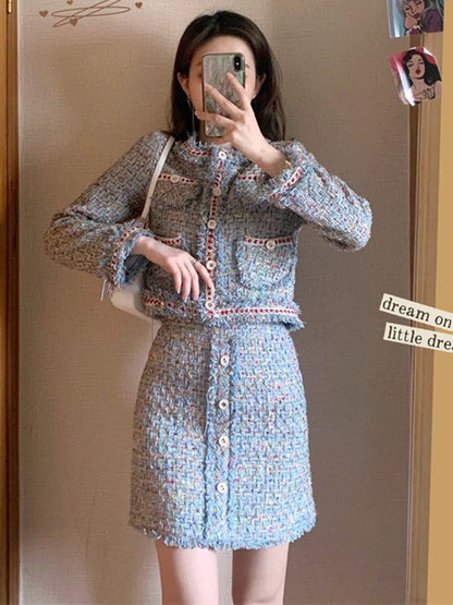 MUEL original small fragrance suit female autumn and winter 2022 new ladies fashion fashionable foreign style skirt two-piece set