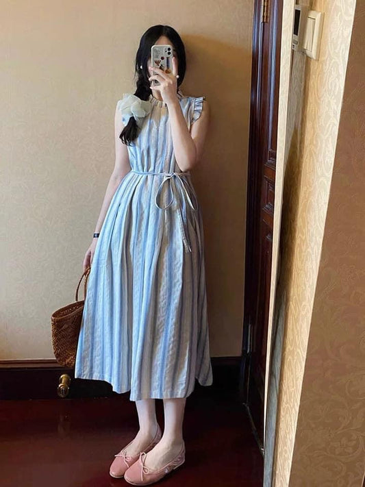 Summer retro Hong Kong style fashionable temperament super fairy sleeveless dress Sanya Thailand seaside vacation travel beach skirt