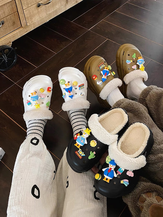 Net red Baotou cute cotton slippers women's outer wear autumn and winter 2022 new anti-slip thick bottom stepping on the shit feeling plush slippers