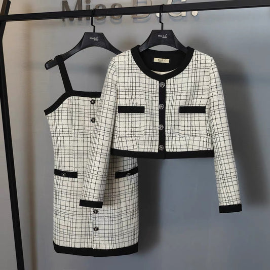 Miss DG autumn women's suit 2022 new fashion age-reducing suspender skirt small fragrance short coat two-piece set 1694