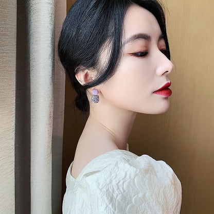 High-end purple earrings women's 925 sterling silver silver needle earrings Korean net red temperament earrings 2022 new trend