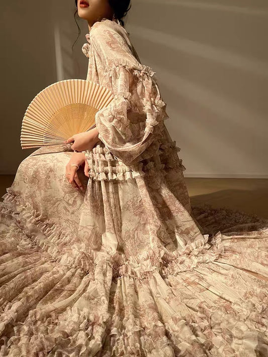 Aconiconi｜Beauty Autumn Half Tea Break High-end Heavy Industry Design Generous and Elegant French Dress