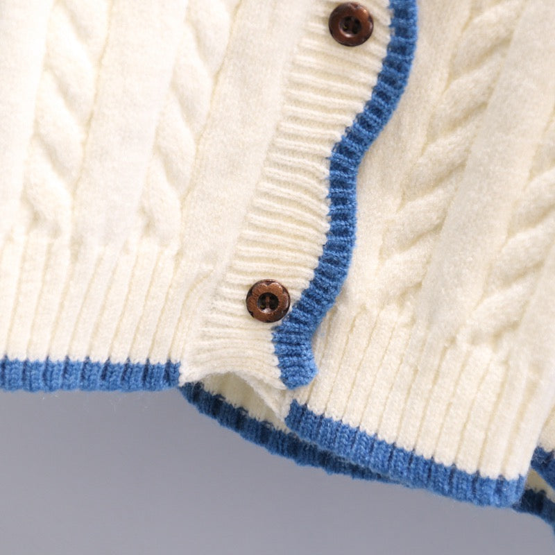 Japanese color matching twist sweater jacket women 2023 early spring new loose outerwear lazy wind soft waxy knitted cardigan