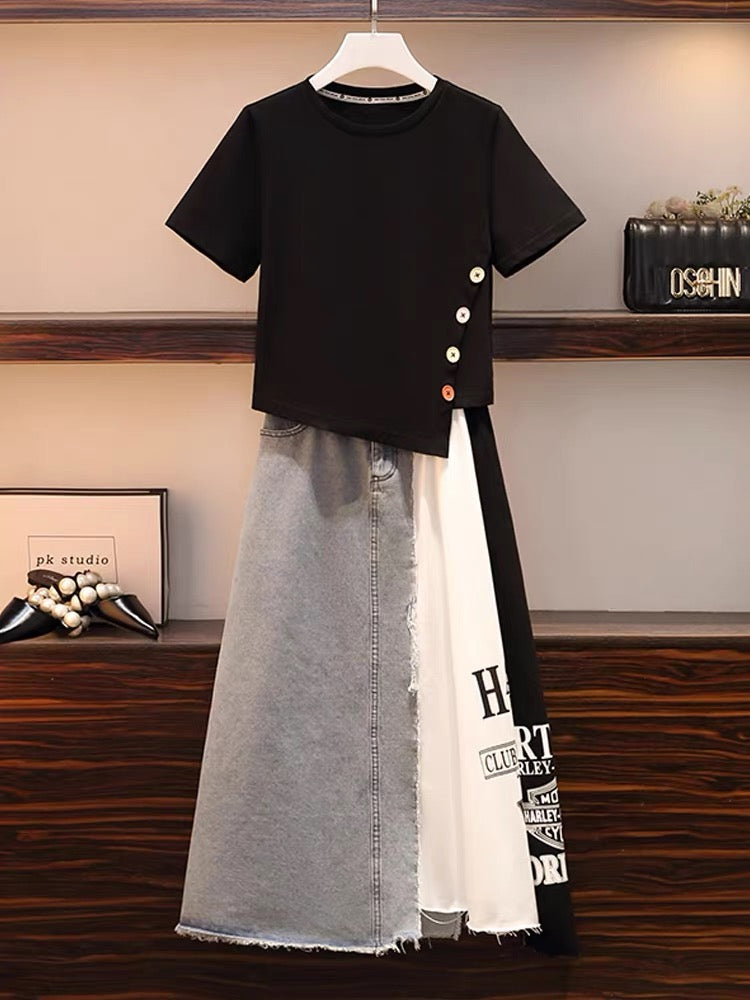 Large size women's clothing 2022 summer new age-reducing, Western style, thin, meat-covering salt series, two-piece high-end dress