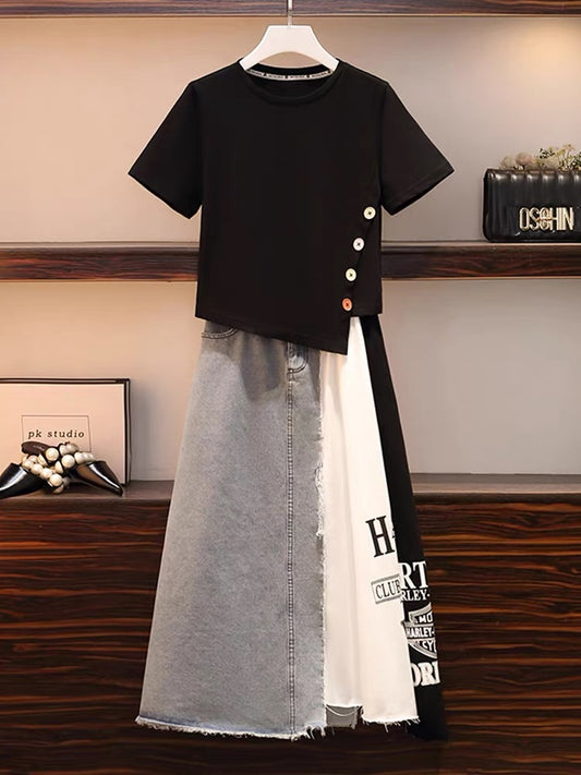 Large size women's clothing 2022 summer new age-reducing, Western style, thin, meat-covering salt series, two-piece high-end dress
