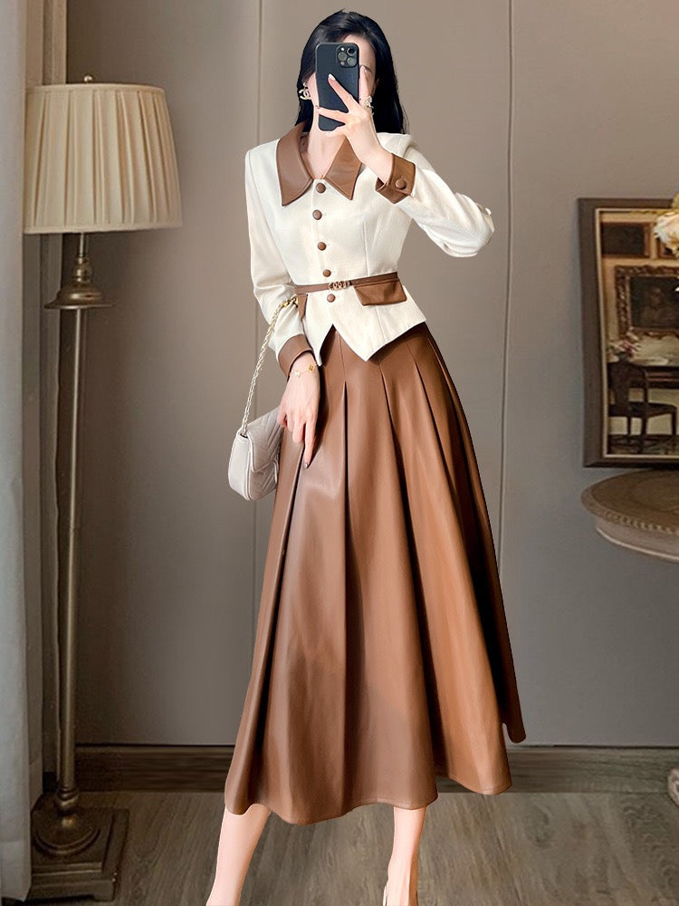 Small fragrant wind suit skirt spring women's 2023 winter new professional high-end fashion temperament celebrity two-piece suit