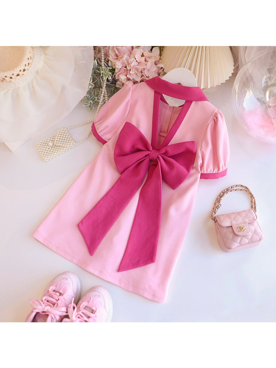 Girls' dress summer dress 2023 fashionable new product little girl polo skirt children's foreign style bowknot princess skirt