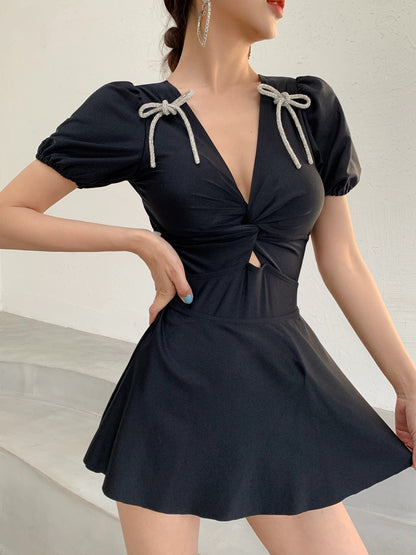 Jinzhu Swimsuit Women's Siamese 2021 New Explosive Style Slim Cover Belly Small Chest Conservative Student Hot Spring Swimsuit