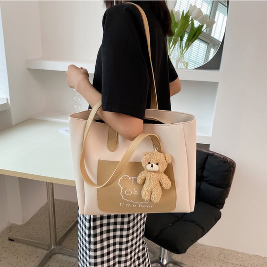 Large-capacity foreign-style one-shoulder tote bag 2022 new bag women's autumn and winter this year's popular foreign-style college textbook women