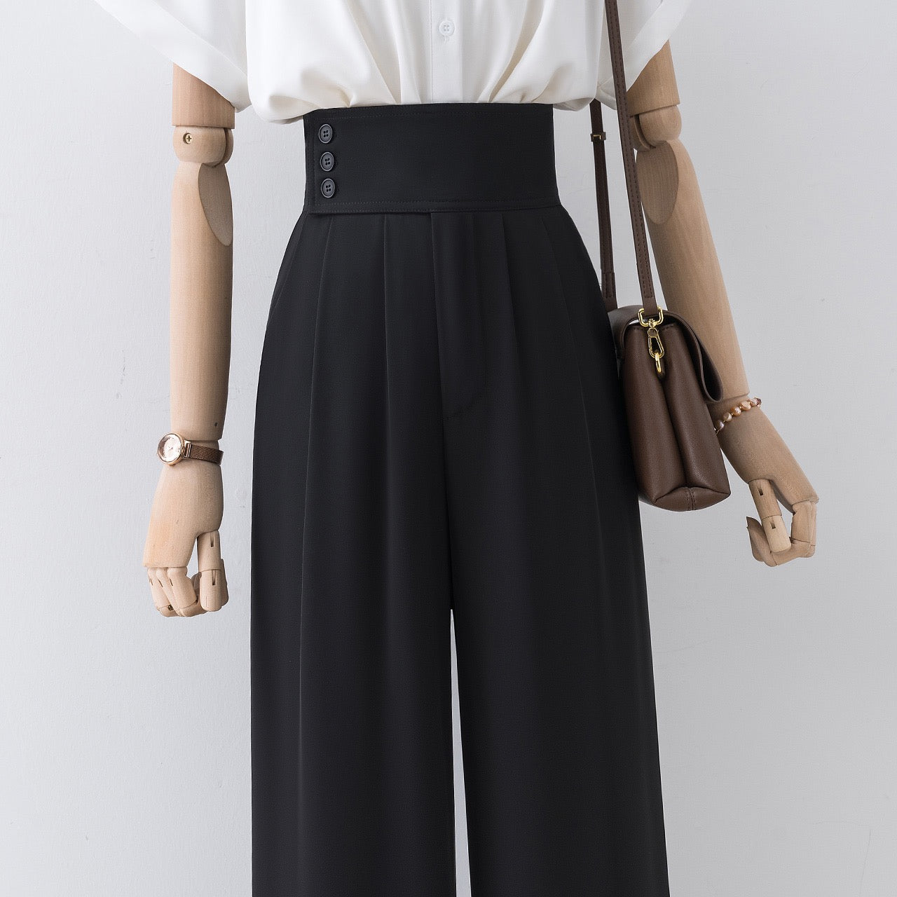 Black ice silk wide-leg pants women's summer thin section drape high waist 2022 new floor mopping casual pants look thin and versatile