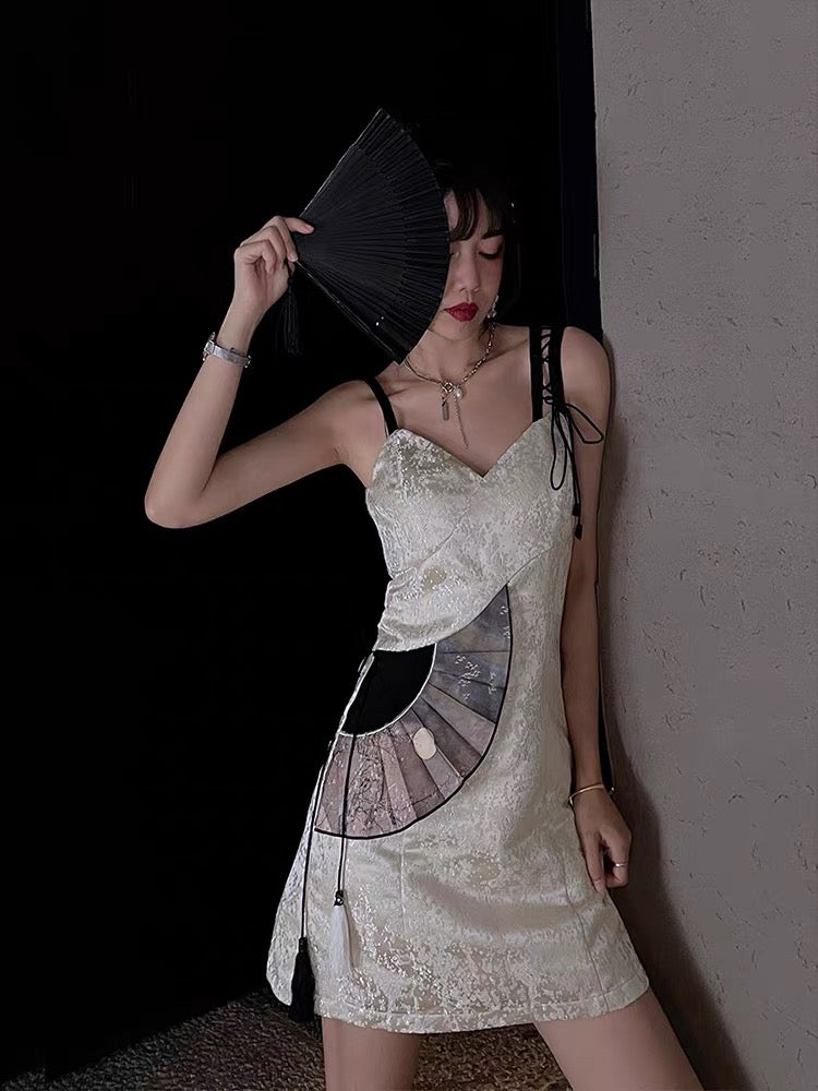 JZ Craftsman "Improved National Style Cheongsam" Dress 2022 Summer New Original Women's Sweet Suspender Skirt 1314
