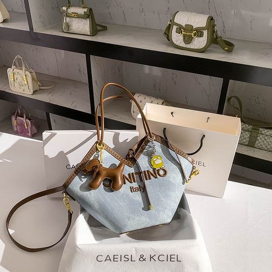 CAEISL&KCIEL women's bag niche design high-end color contrast portable tote bag large-capacity one-shoulder armpit bag