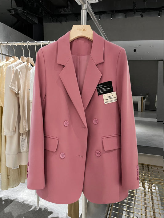 2023 Spring and Autumn New Purple Pink Niche Design Suit Jacket Women's British Style Net Red Small Suit