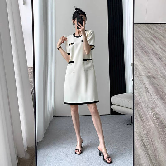 FT GUOGE small fragrance dress female 2022 summer new high-end French retro temperament white short skirt