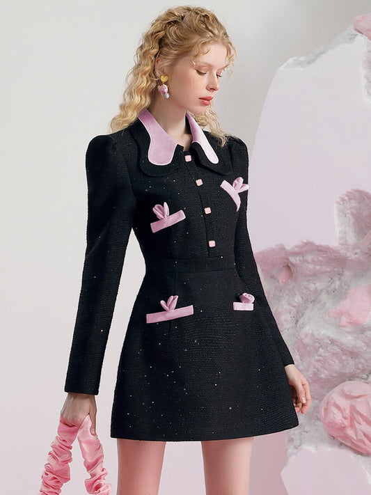 Stubble design sense dress 2022 winter new temperament sense foreign style black waist slimming single-breasted skirt