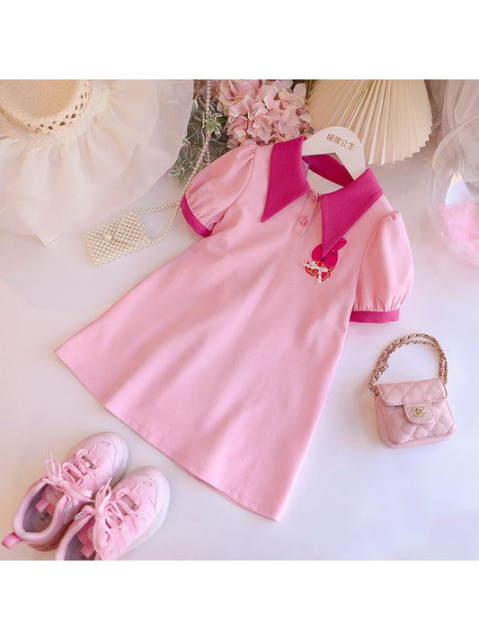 Girls' dress summer dress 2023 fashionable new product little girl polo skirt children's foreign style bowknot princess skirt