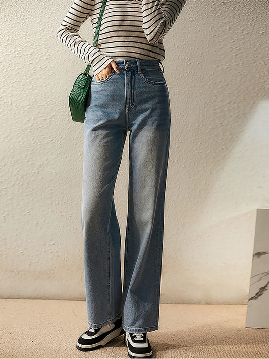 の[KZK362884AG]Xiaohange straight-legged cotton twill jeans