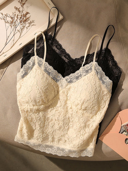 Chic Breast Lace Zipper Camisole Top Women's Outerwear Sexy Beauty Strap Chest Pad Bottom Tube Top Top
