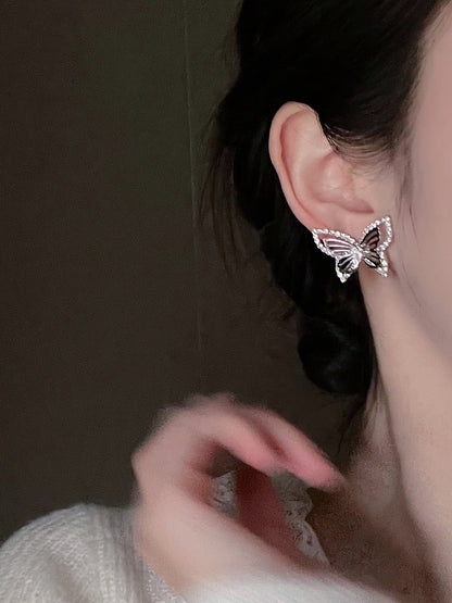 "Elf in the world" design feeling niche butterfly earrings mosquito coil ear clip face small earrings fairy earrings