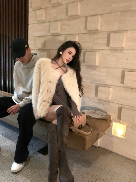 Qiu Rouyao winter new loose-fitting thin and high-end temperament thickened woolen woolen coat for women