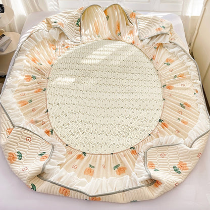 Lace Latex Mat Fitted Sheet Three-piece Set Ins Machine Washable Single Mattress Air Conditioning Soft Mat Class A Summer