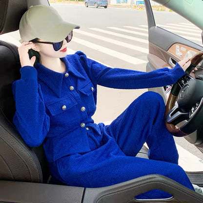 European goods 2022 spring and autumn new design sense niche age-reducing western style shirts casual pants fashion two-piece suit women 1664