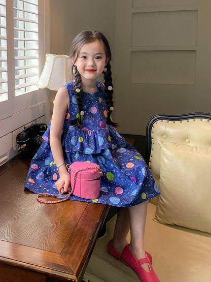 Original Girls Polka Dot Dress Children's Wear Western Style Round Neck Vest Dress New Ladies Children Baby Dress Skirt