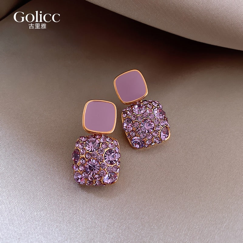 High-end purple earrings women's 925 sterling silver silver needle earrings Korean net red temperament earrings 2022 new trend