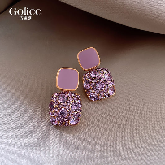 High-end purple earrings women's 925 sterling silver silver needle earrings Korean net red temperament earrings 2022 new trend