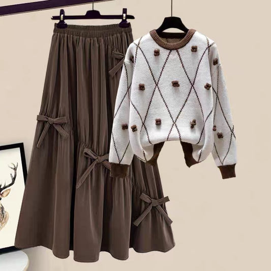 Winter design sense niche winter knitted sweater slim skirt suit 2021 new women's winter two-piece suit 1809