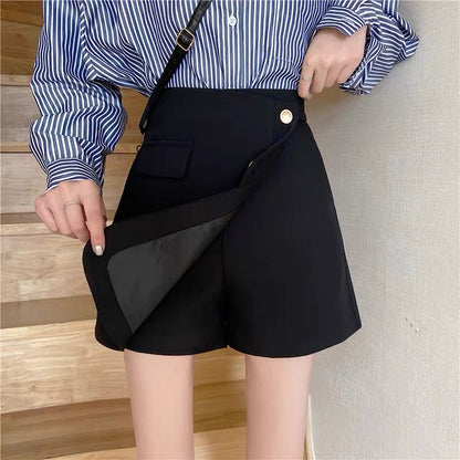 Fat mm autumn and winter new Korean fashion irregular culottes women's high waist slimming outerwear suit a-line wide-leg boots pants