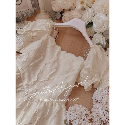 Southern Asgard Mori dress niche design gentle wind waist Hong Kong flavor retro chic skirt summer high-end sense