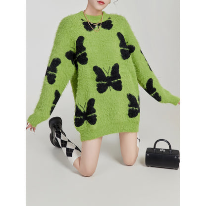 LLL LAB/high-end fried street jacket lazy wind round neck early autumn gentle Korean knitted sweater women autumn and winter