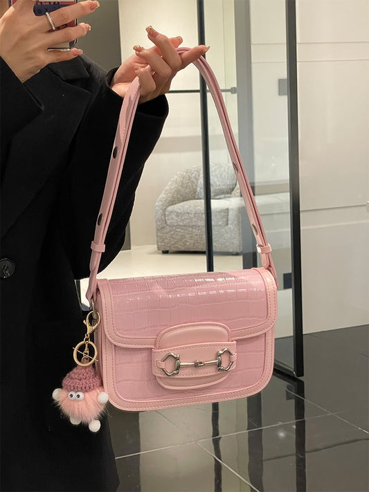 High-end underarm saddle bag 2023 new embossed crocodile pattern shoulder bag fashion trendy messenger bag female small bag