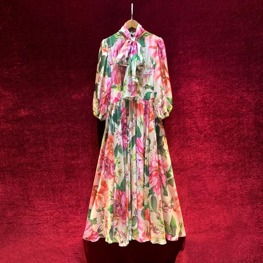 Goddess fan print French fairy skirt temperament super fairy long skirt high-end dress summer 2022 new