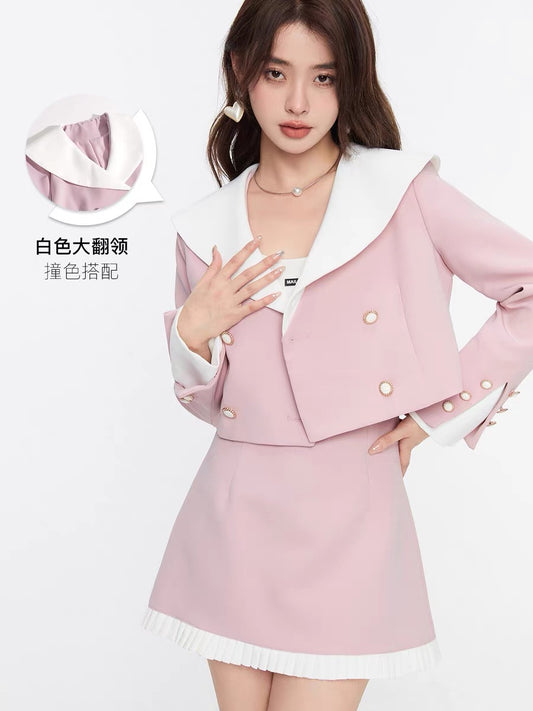Fantuyan suit short jacket short skirt two-piece set 2022 autumn new all-match hot girl niche suit female