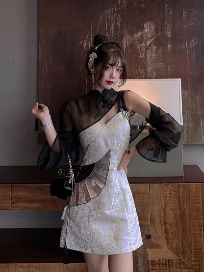 JZ Craftsman "Improved National Style Cheongsam" Dress 2022 Summer New Original Women's Sweet Suspender Skirt 1314