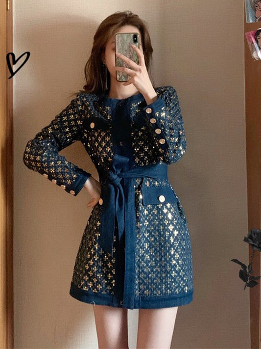 Pet fan welfare small fragrance dress 2022 autumn new female fashion high-end French celebrity temperament skirt