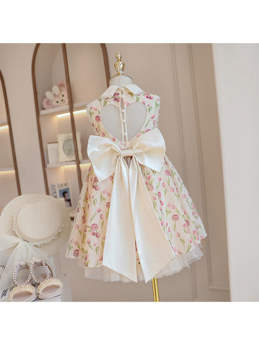 Girls dress summer dress 2023 new children's western style vest princess dress little girl sleeveless floral skirt trendy