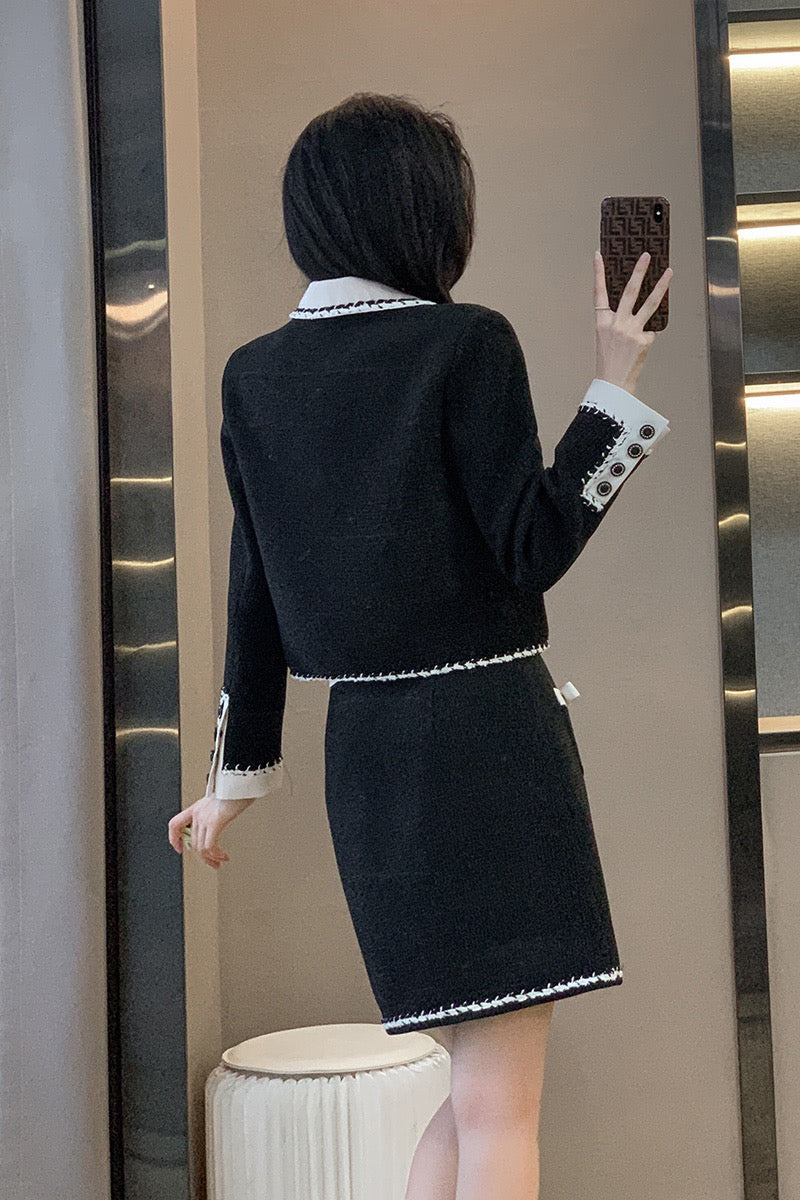 French temperament ladies short suit jacket skirt two-piece set 2022 autumn and winter new small fragrance suit women