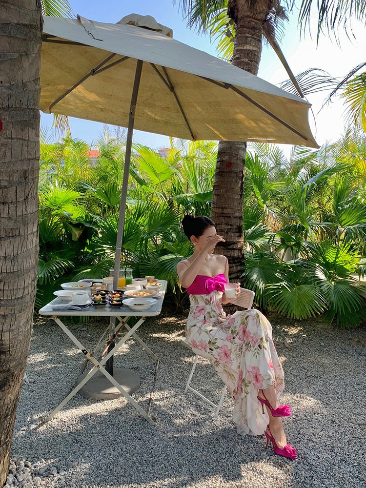 Xiaoli Niao Tingting Floral Suspender Dress Spring and Summer New Tea Break French High-quality Seaside Vacation Dress