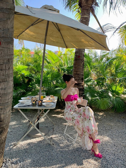 Xiaoli Niao Tingting Floral Suspender Dress Spring and Summer New Tea Break French High-quality Seaside Vacation Dress