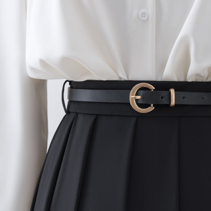 Black pleated skirt 2022 new high waist mid-length a-line skirt women's summer small skirt autumn dress