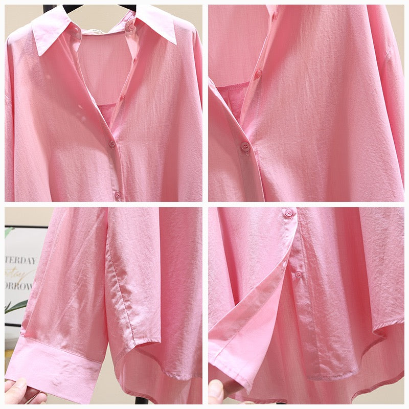 Tencel cotton shirt women's 2023 new Korean version loose casual design sense niche shirt sun protection top outerwear