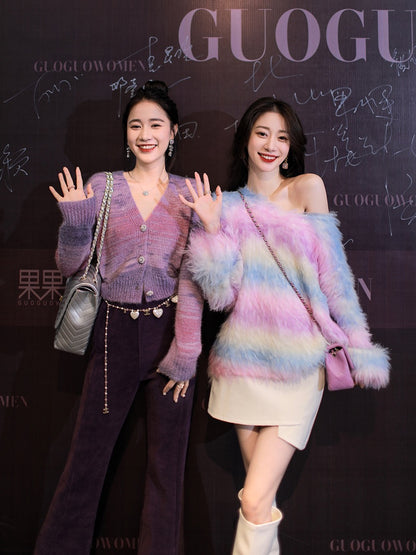 Guoguojia【Advanced Show Series】Women's New V-neck Warm Top with Western-style Design Sweater