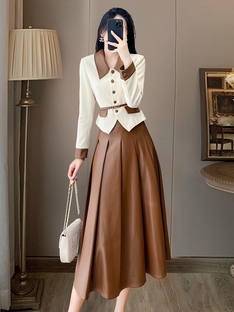 Small fragrant wind suit skirt spring women's 2023 winter new professional high-end fashion temperament celebrity two-piece suit