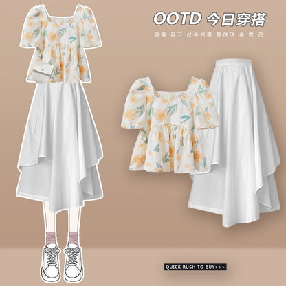 Xiaoxiangfeng Denim Shorts Suit Summer Women 2023 New Salt and Sweet Floral Shirt High-end Two-piece Set