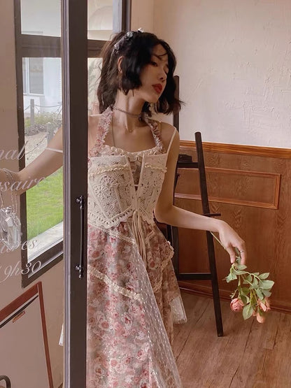 JZ artisan "Desert Rose" design dress female 2022 summer new French niche temperament long skirt 1323
