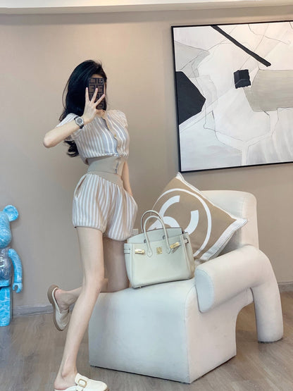 Suit women's summer 2022 new small fragrance style high-end fashion foreign style casual sports shorts two-piece trendy